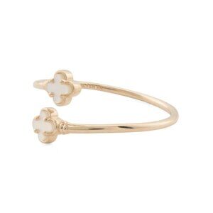 AURORA ITALO Gold/Mother of Pearl 14kt Gold Mother Of Pearl Clover Bypass Ring